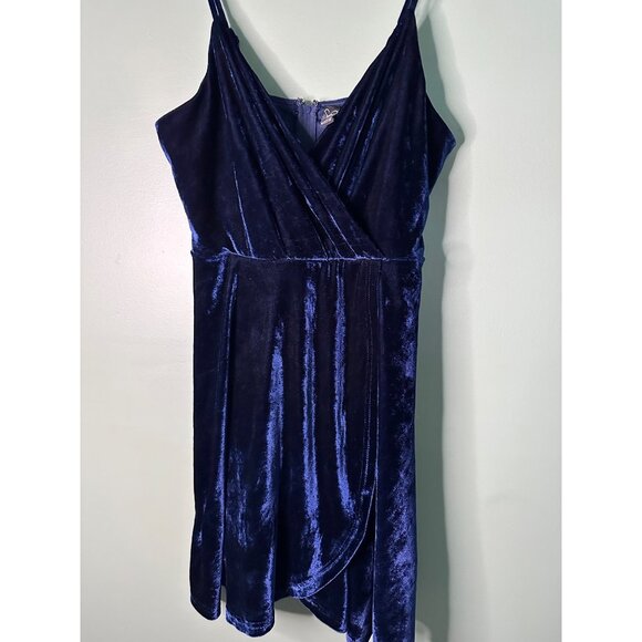 Navy Velvet Mini Dress Size XL Gothic Grunge Fairycore Party Dress Fall Festival - Picture 1 of 8